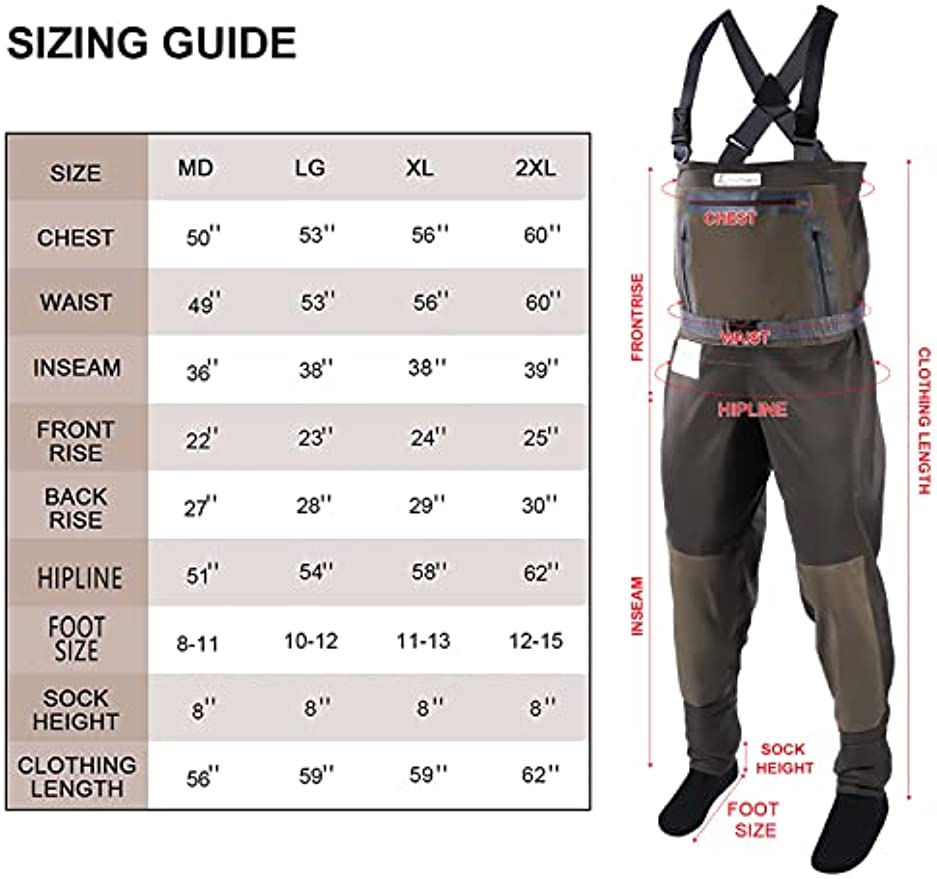 HotSrace Fishing Waders, Breathable Stocking Foot Waterproof Wader for Men and Women, 3-Layer Nylon Lightweight Chest Waders for Fly Fishing & Duck Hunting