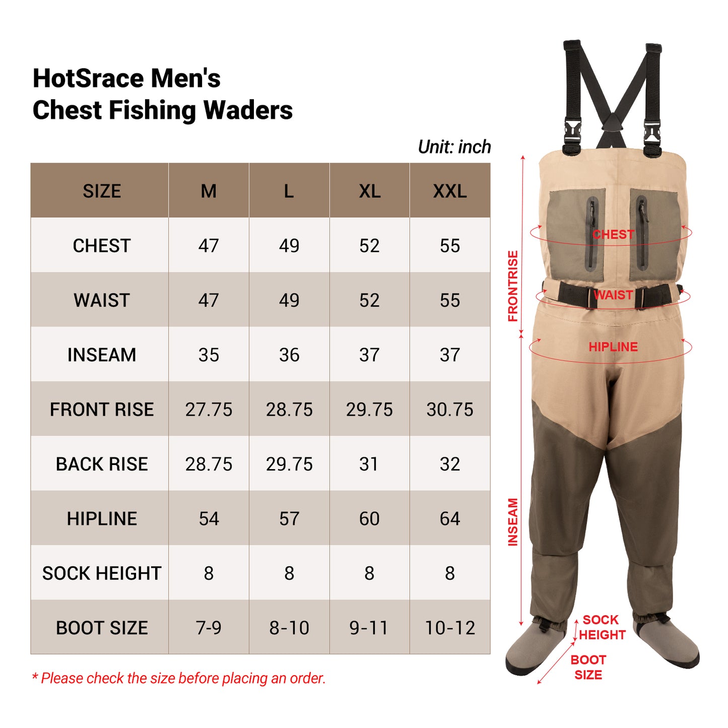 HotSrace Fishing Chest Waders Hunting Waterproof Wader